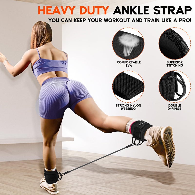HPYGN Ankle Resistance Bands, Ankle Bands for Working Out with Cuffs, Resistance Bands for Leg Butt Training Workout Equipment for Kickbacks Hip Gluteus Training, Ankle Strap with Exercise Bands - Image 4